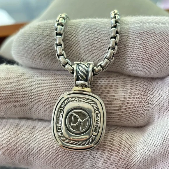 David Yurman 925 & 14k Gold Albion Pendant Necklace with Lemon Citrine 16" - Picture 6 of 10